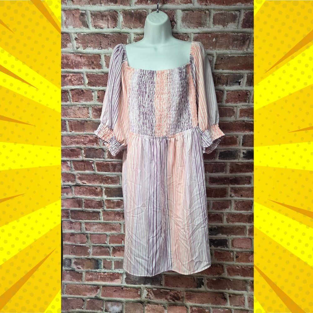 Women's OPHELIA ROE‎ Smocked Bodice Stripes Dress 3X